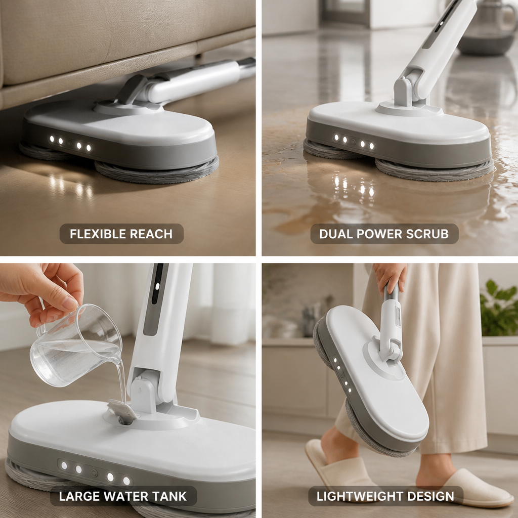 Cordless Dual Motor Flexible Head Wet Mop (420 ml Tank)