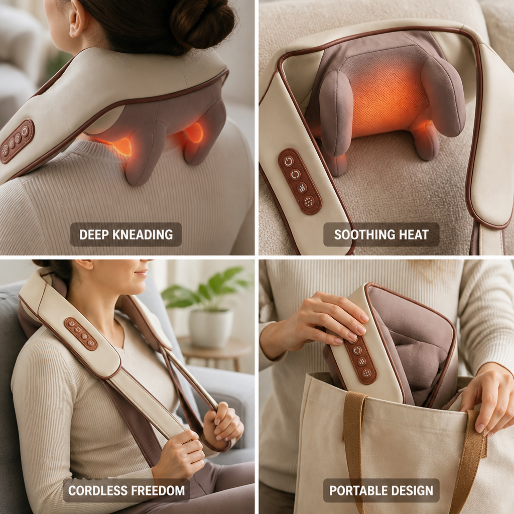 Deep Shiatsu Heated Cordless Neck & Shoulder Massager