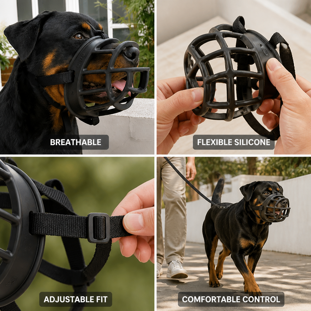 Breathable Flexible Silicone Dog Muzzle (Adjustable Straps)