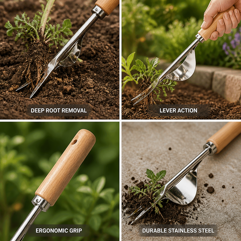 V-Shaped Stainless Steel Lever-Action Weed Puller