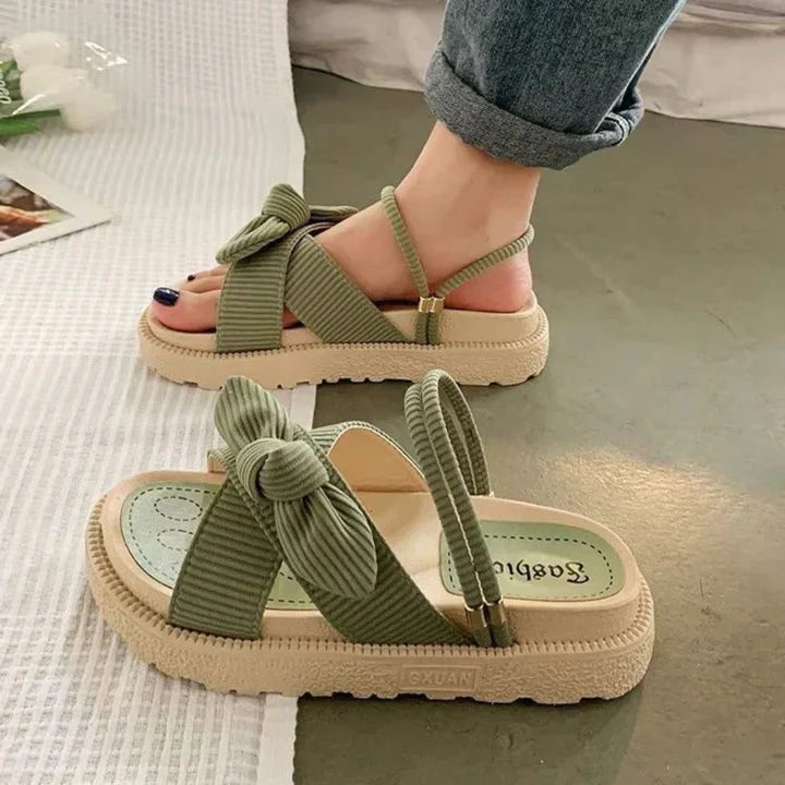 Adjustable Strap Women's Sandals with Bow Decoration