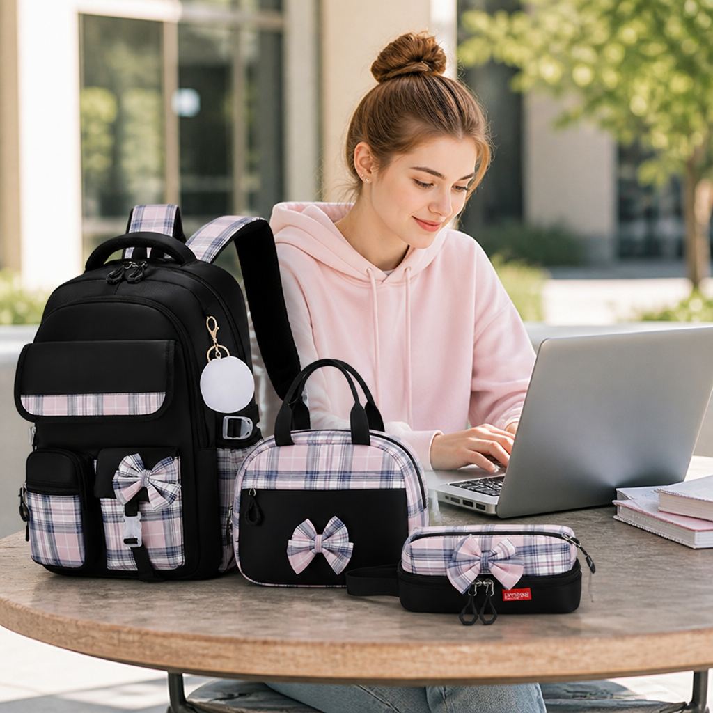 Large-Capacity Laptop & Tablet Backpack Set (3-Piece)