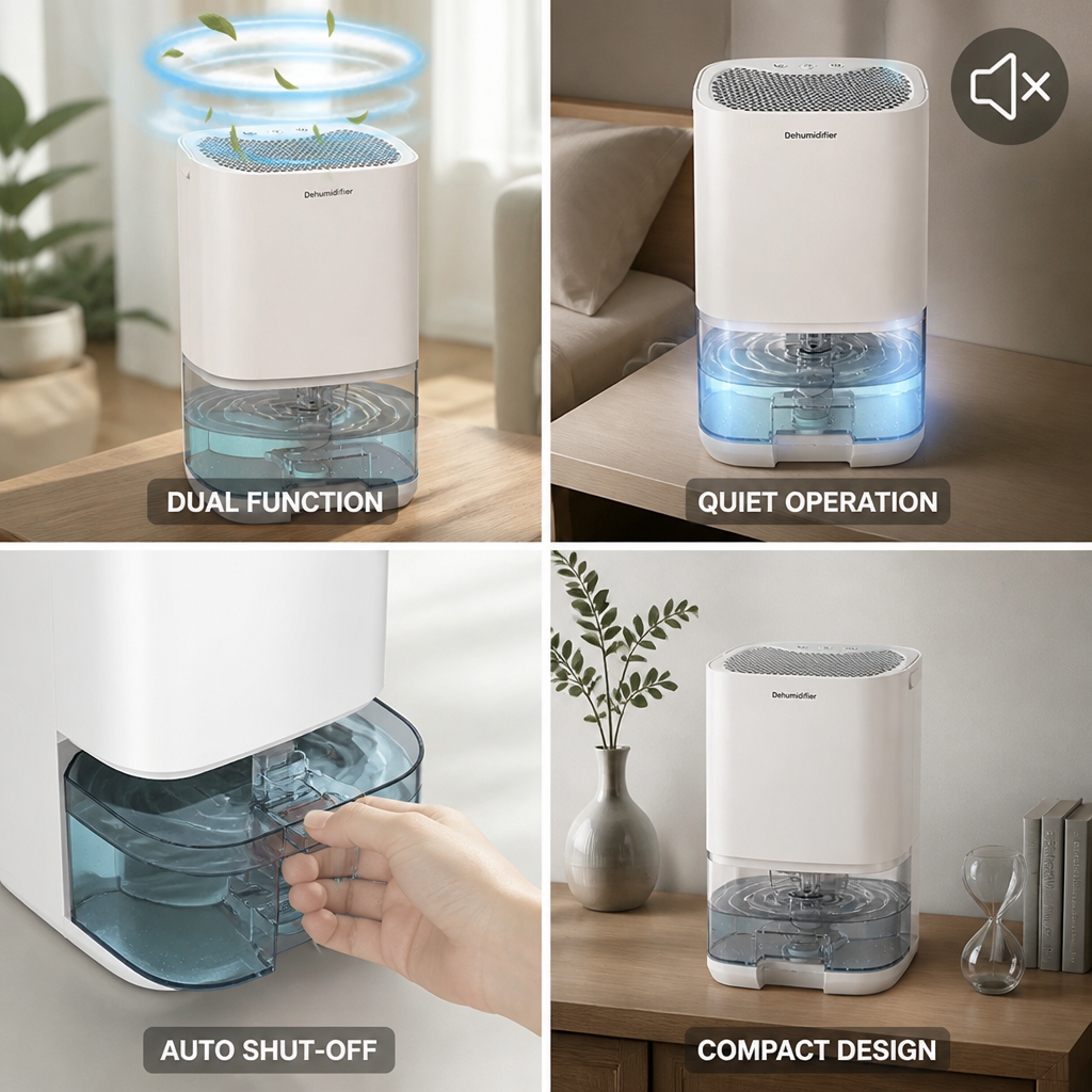 Quiet 2-in-1 Dehumidifier & Air Purifier (Auto Shut-Off)