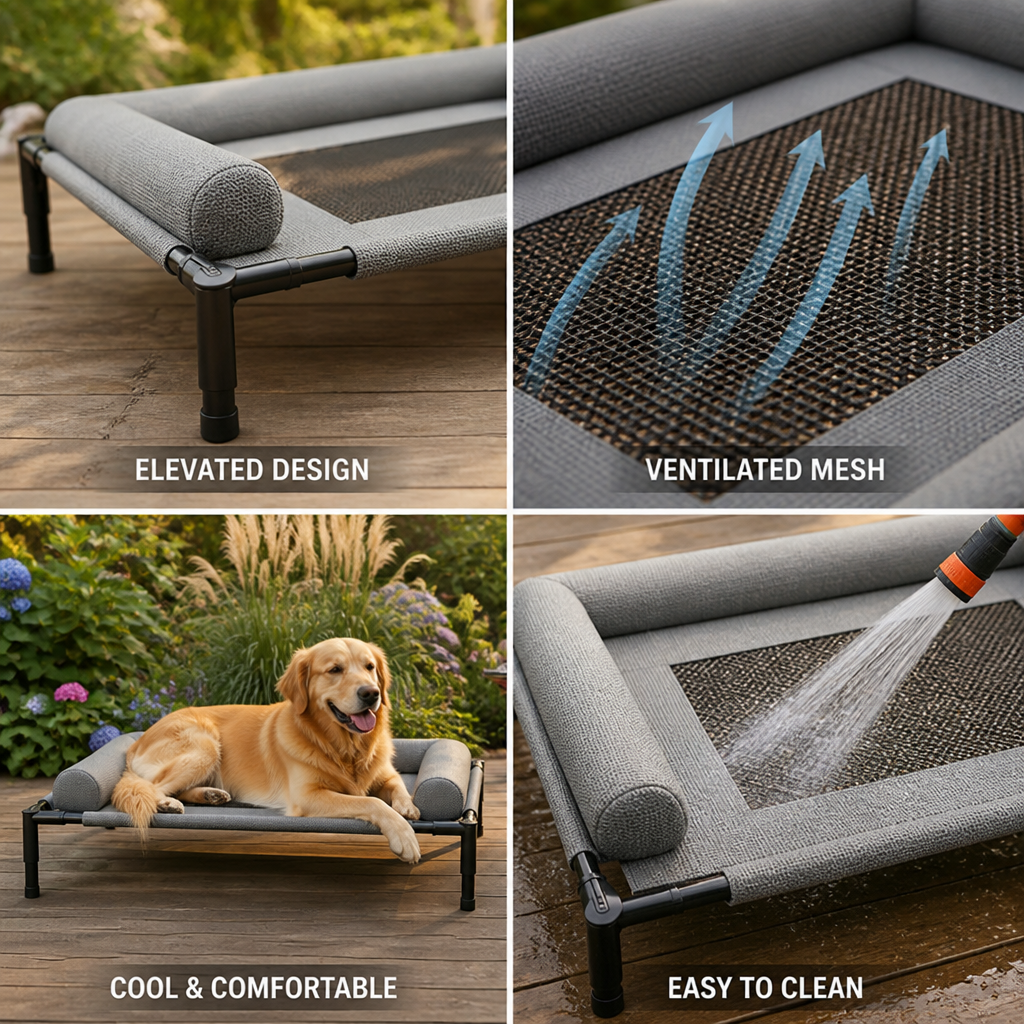 Elevated Ventilated Steel-Frame Dog Bed (Outdoor)