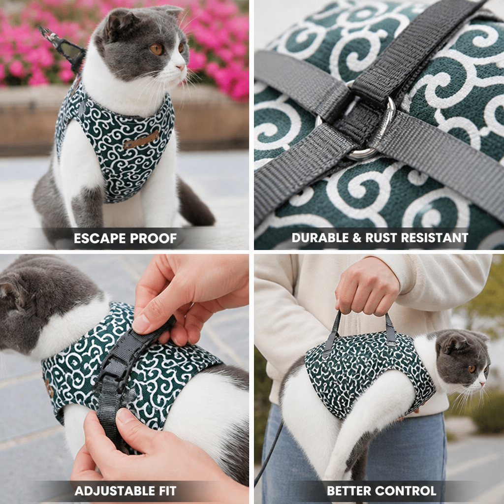 Anti-Escape 4-Point Breathable Pet Harness (Cat & Small Dog)