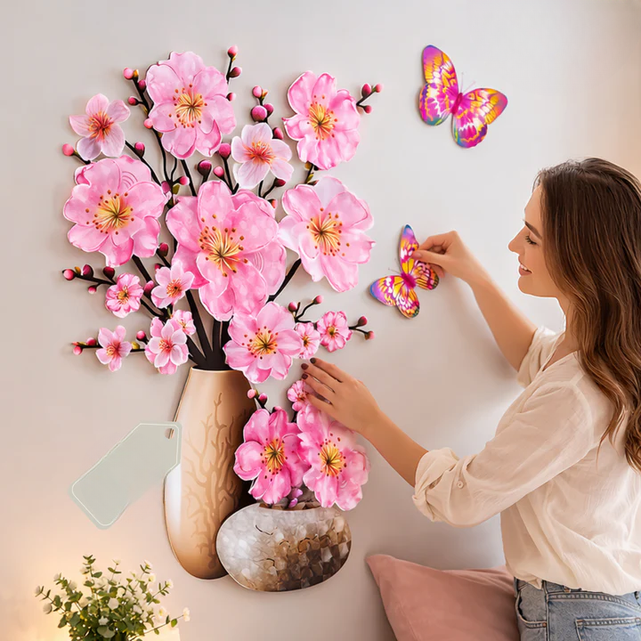 Self-Adhesive Wall Decor with Flower and Butterfly Stickers