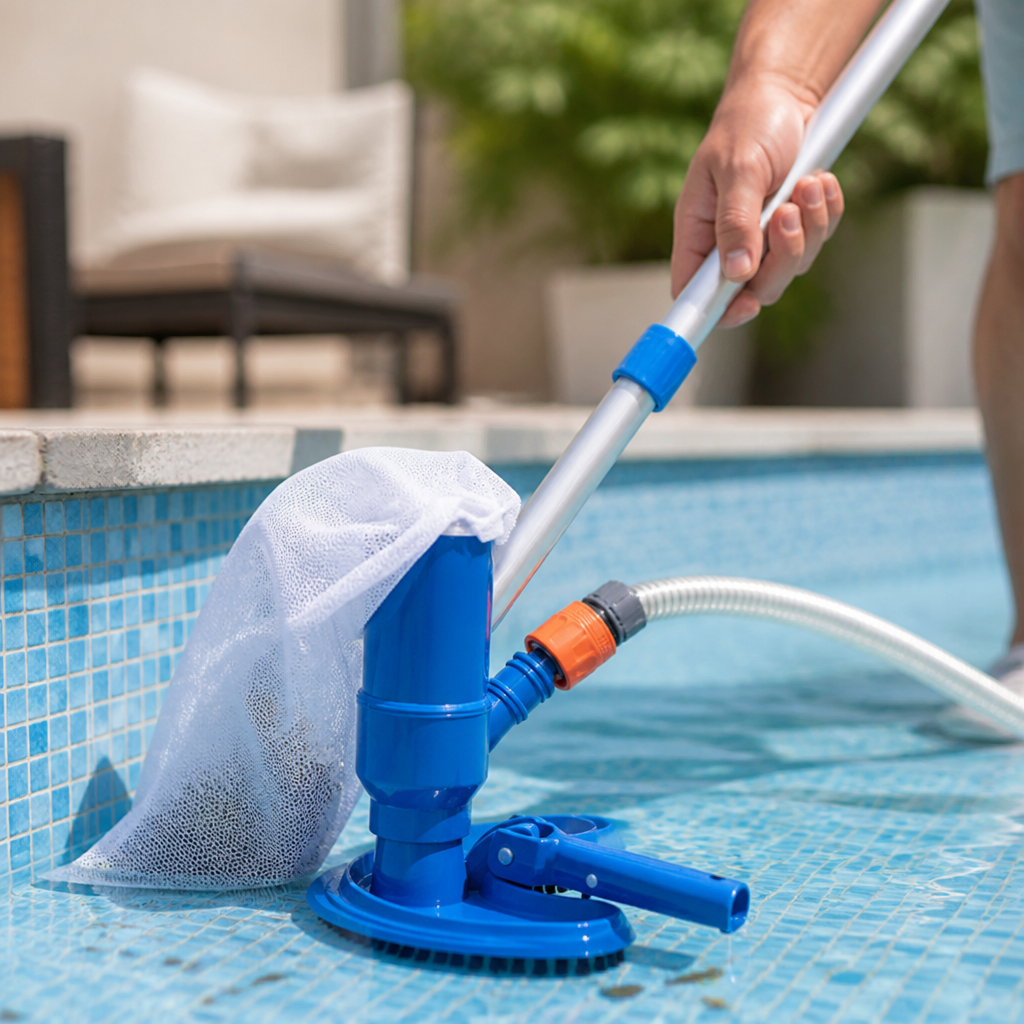 Fine Mesh Bag & Scrub Bristles Pool Vacuum Head (Universal Quick-Connect Swivel)