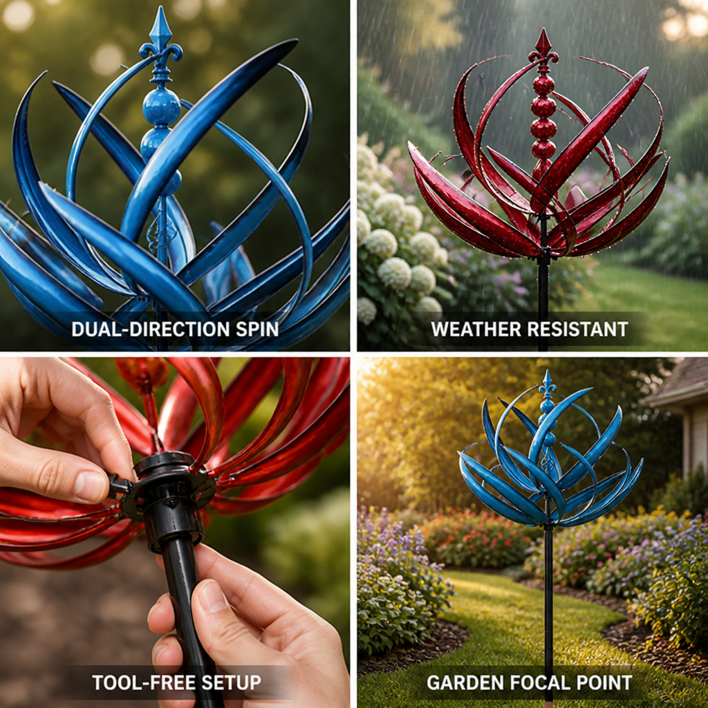 Rust-Resistant Dual-Direction Lotus Wind Spinner