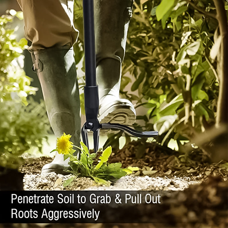 Ergonomic Long-Handled Stainless Steel Weed Remover with Detachable Head