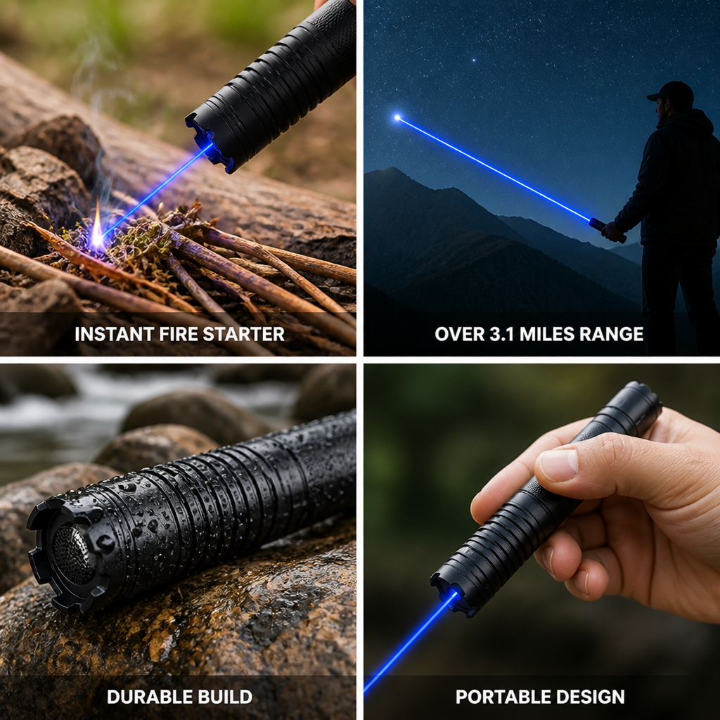 High-Power Blue Tactical Laser Flashlight