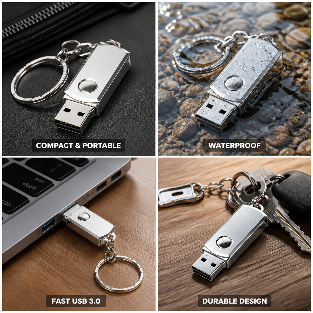 2TB USB 3.0 Waterproof Flash Drive (Keychain Loop)