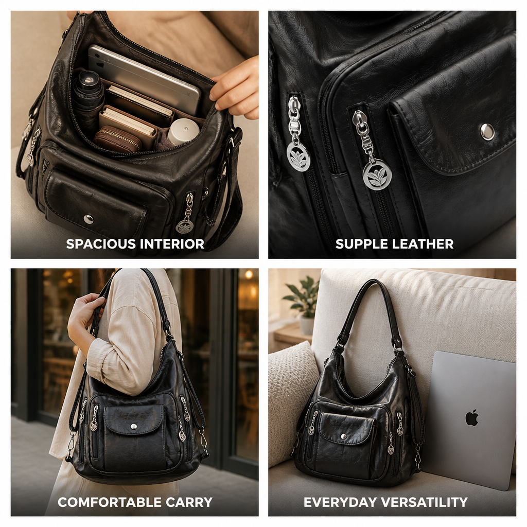 Supple Leather Oversized Tote Bag (Magnetic Clasp)