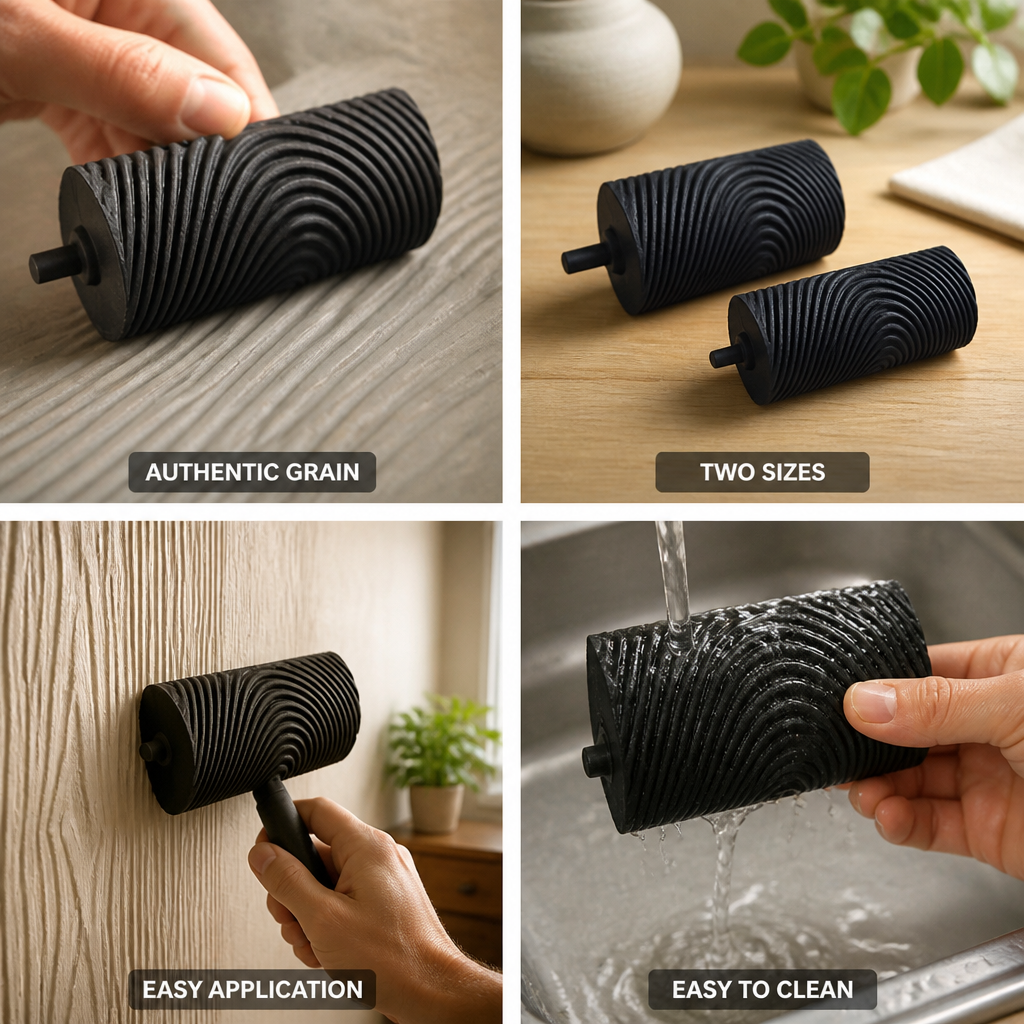 Natural Rubber Wood-Grain Roller Set (2 Rollers)