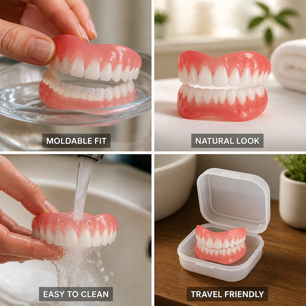 Moldable Boil-and-Bite Silicone Dentures