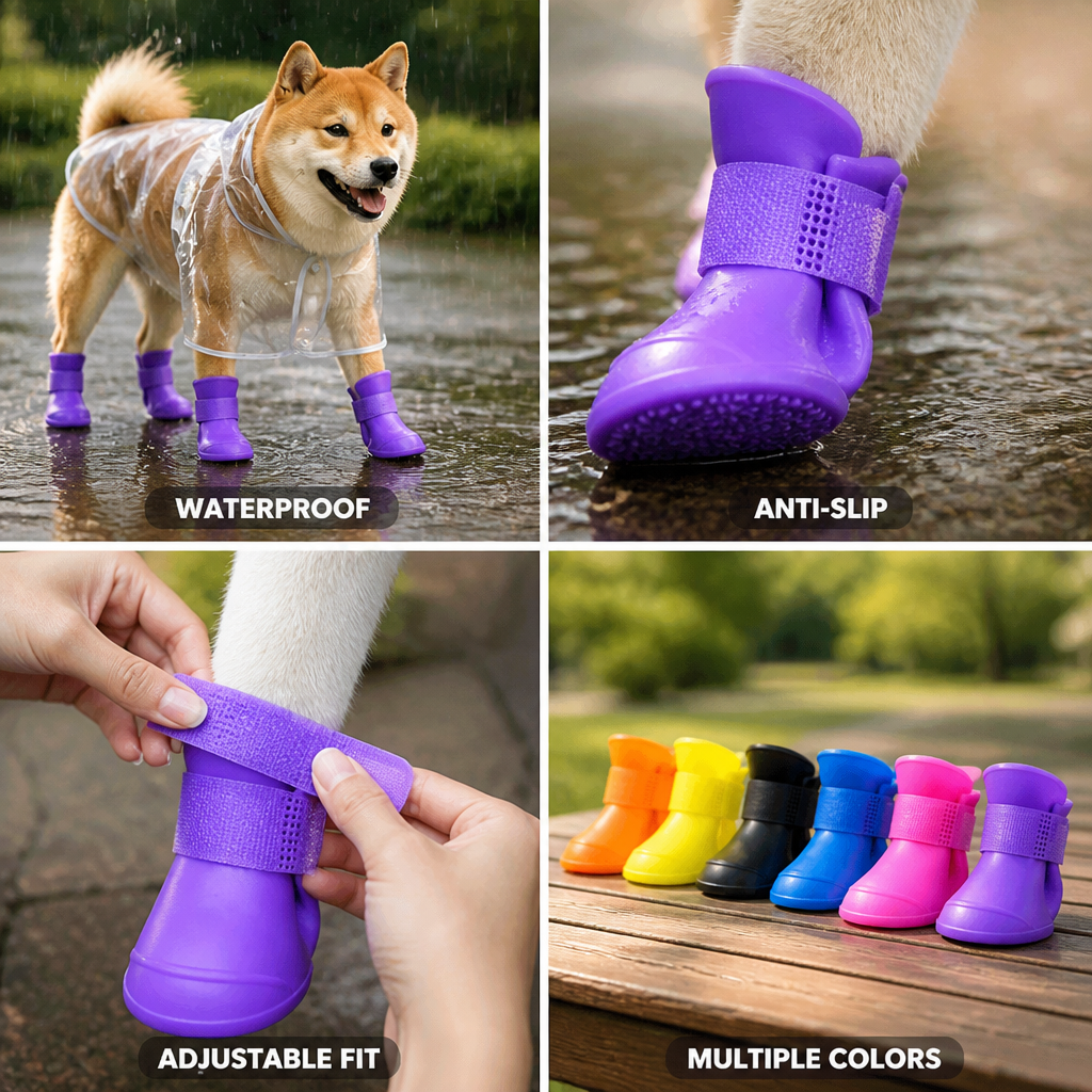 Waterproof & Anti-Slip Dog Boots With Adjustable Strap