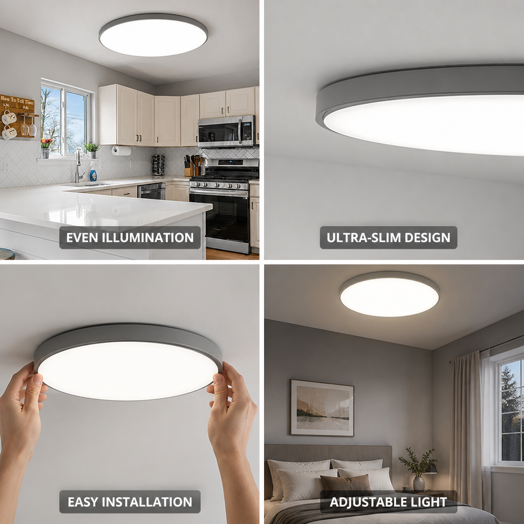 Ultra-Slim Glare-Free LED Flush Mount Ceiling Light