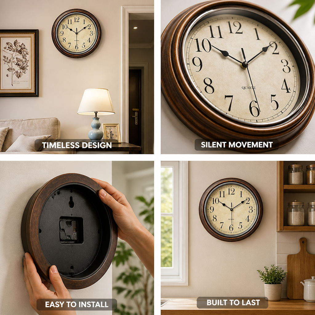 Silent Quartz Roman Numeral Wall Clock