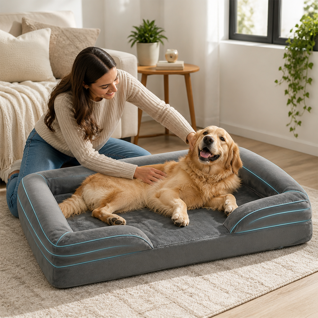 65D High-Density Memory Foam Dog Bed (Removable Machine-Washable Cover)