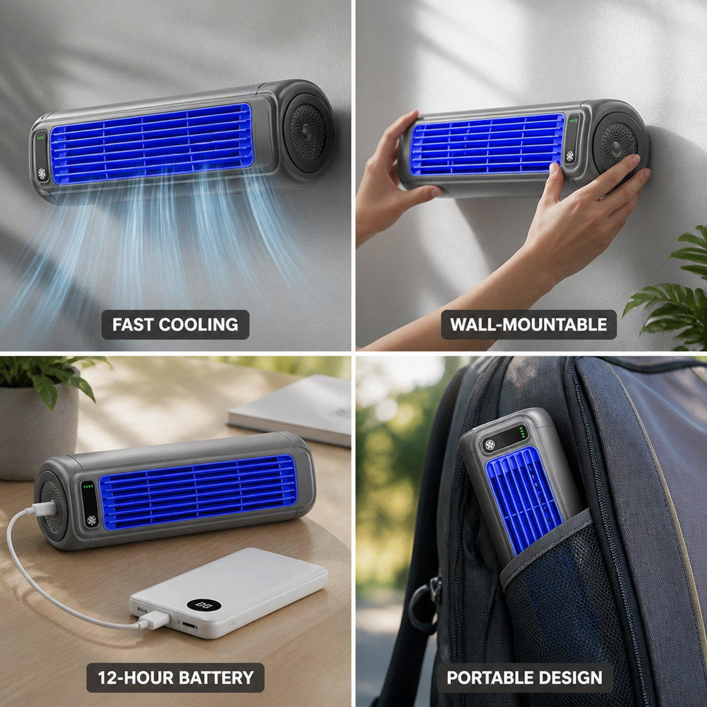 Fast-Cooling Wall-Mountable Portable Air Conditioner (12-Hour Battery)
