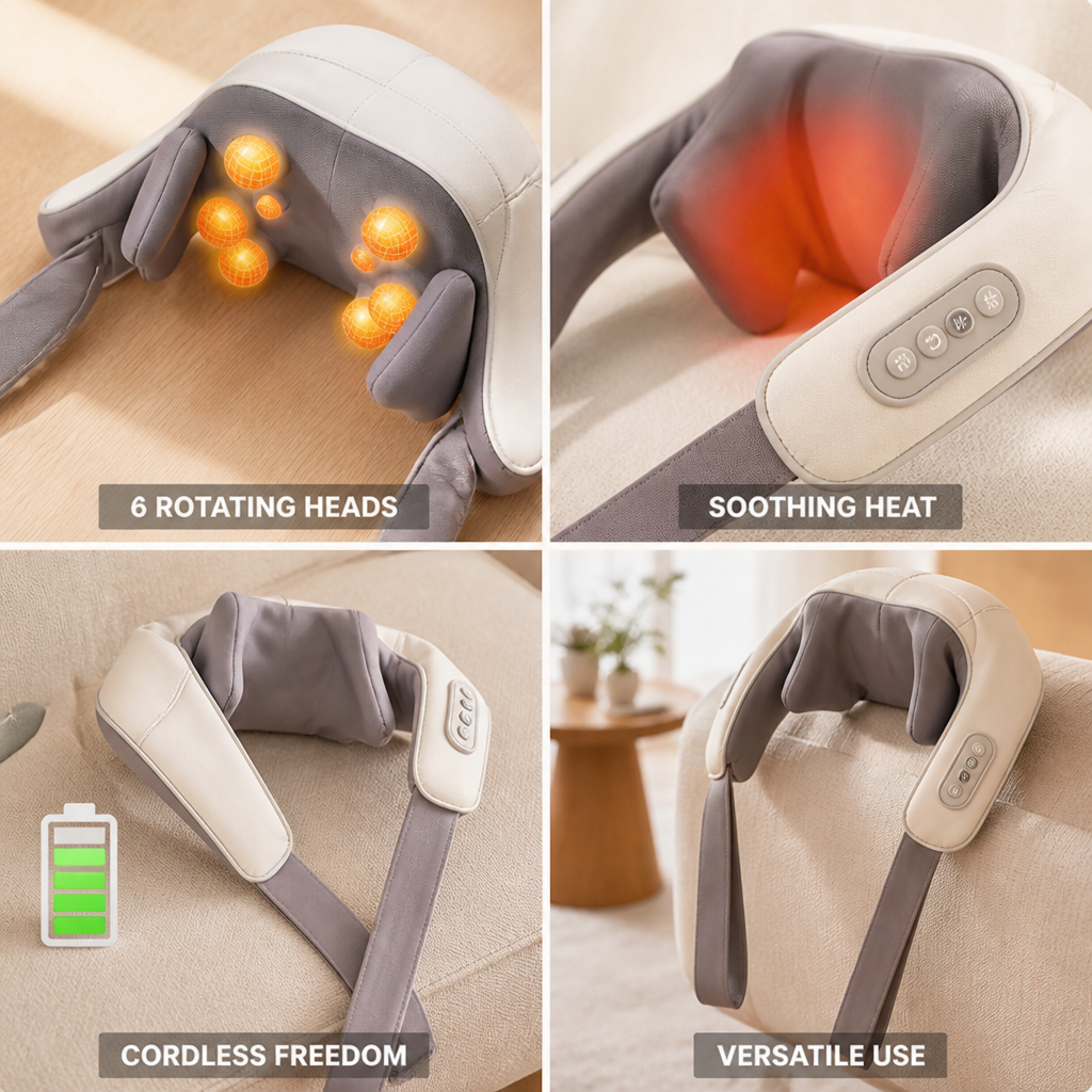 Wireless 6-Head Heated Neck & Back Massager