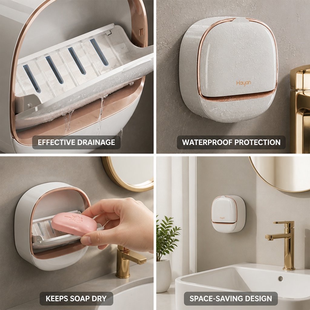 Waterproof Integrated Drip Tray Wall-Mount Soap Dish