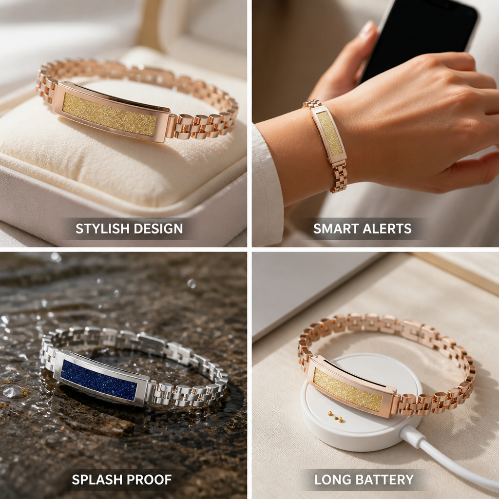 Stainless Steel Bluetooth Fitness Tracker Bracelet (5-Day Battery)