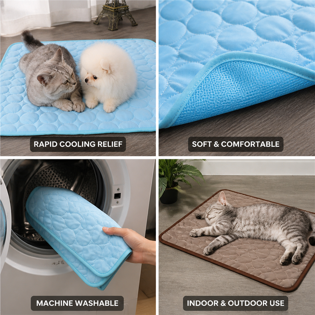 Rapid Self-Cooling Plush Pet Cooling Mat