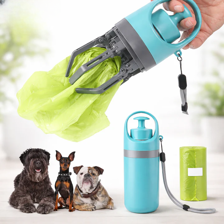 Contact-Free Dog Waste Picker with Built-In Bag Storage