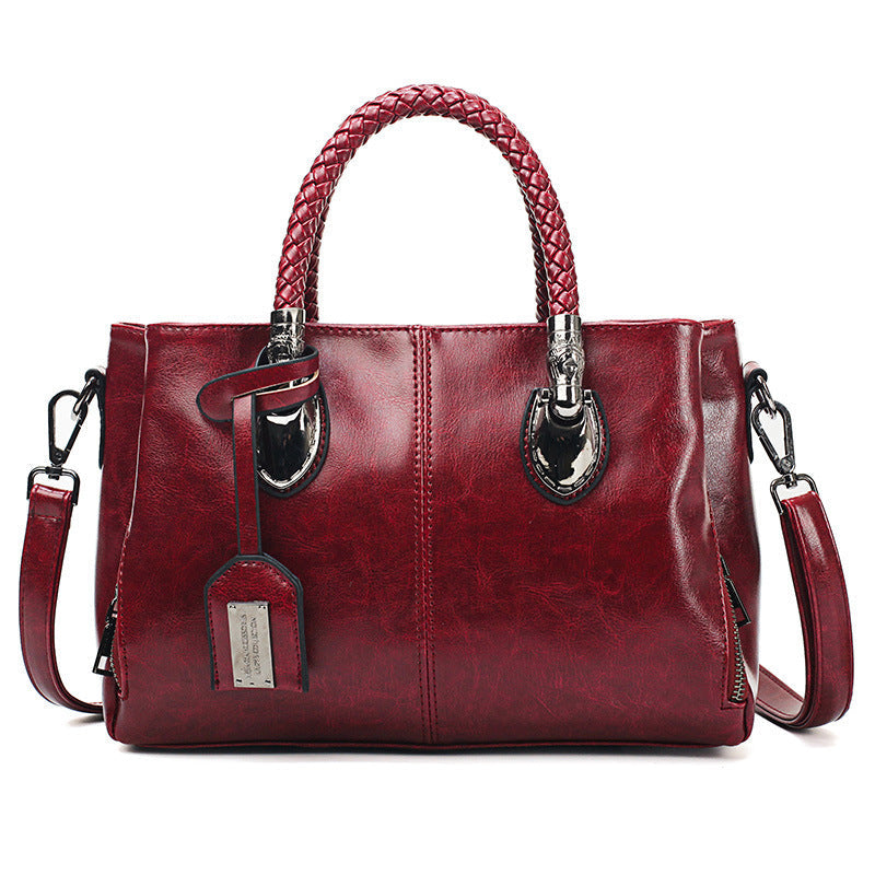 Soft Oiled Wax Leather Large Boston Tote Bag