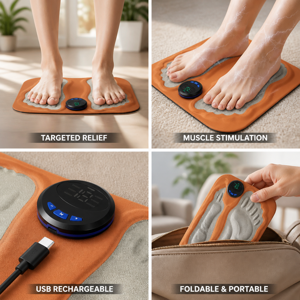 Low-Profile Foldable EMS Foot Stimulation Mat (USB Rechargeable)