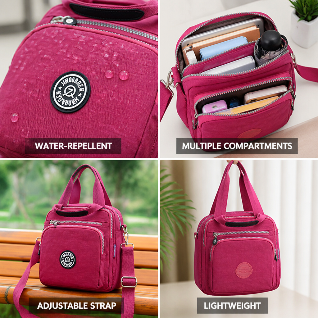 Water-Repellent Multi-Compartment Crossbody Bag