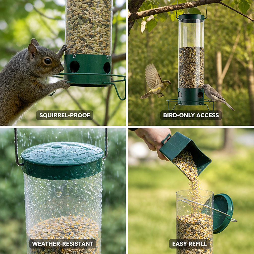 Squirrel-Resistant Multiple-Port Bird Feeder