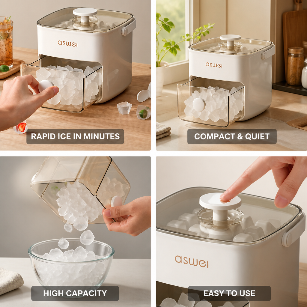 Fast & Quiet Compact Ice Maker (2.1-Qt Tank)