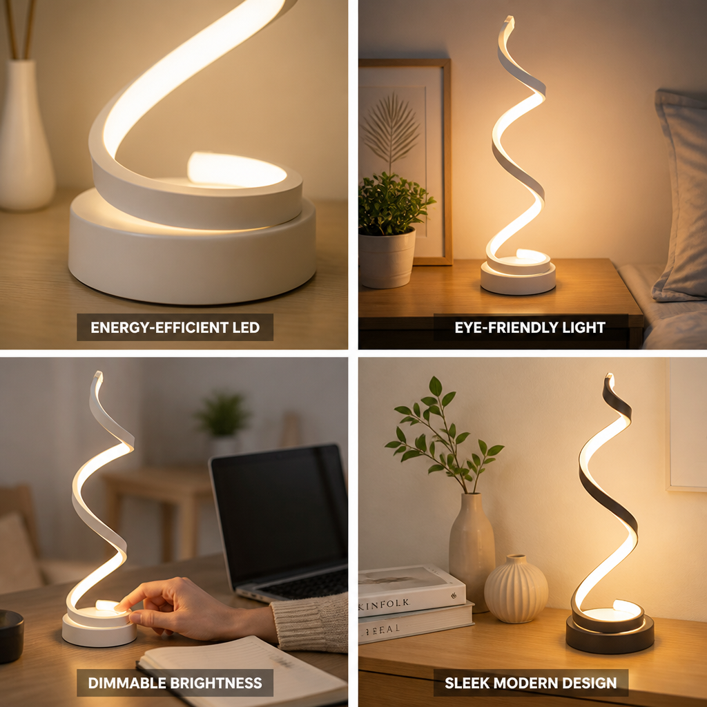 Dimmable Energy-Efficient LED Spiral Table Lamp