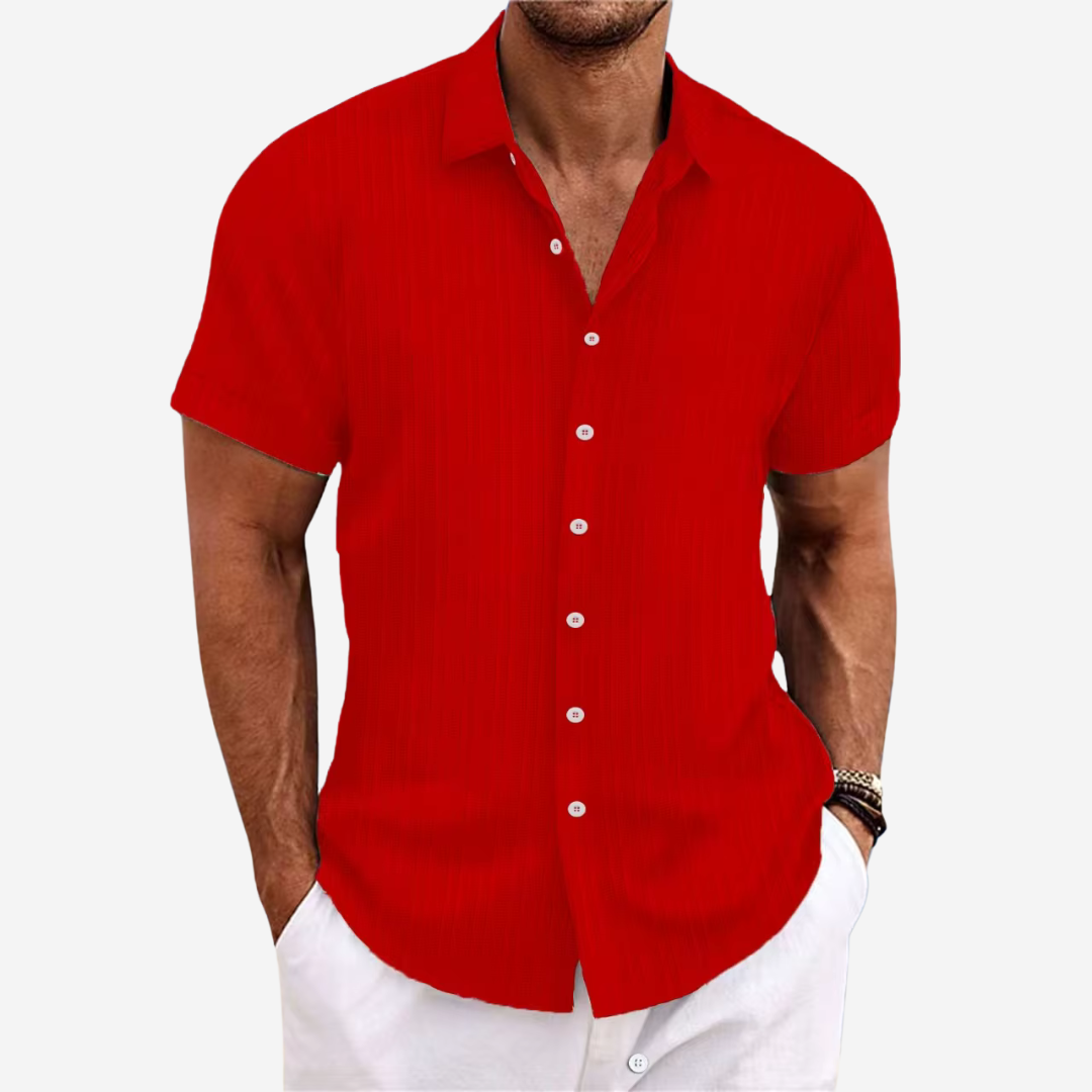 Regular Fit Linen Cotton Shirt with Open Stitch Design and Breathable Fabric