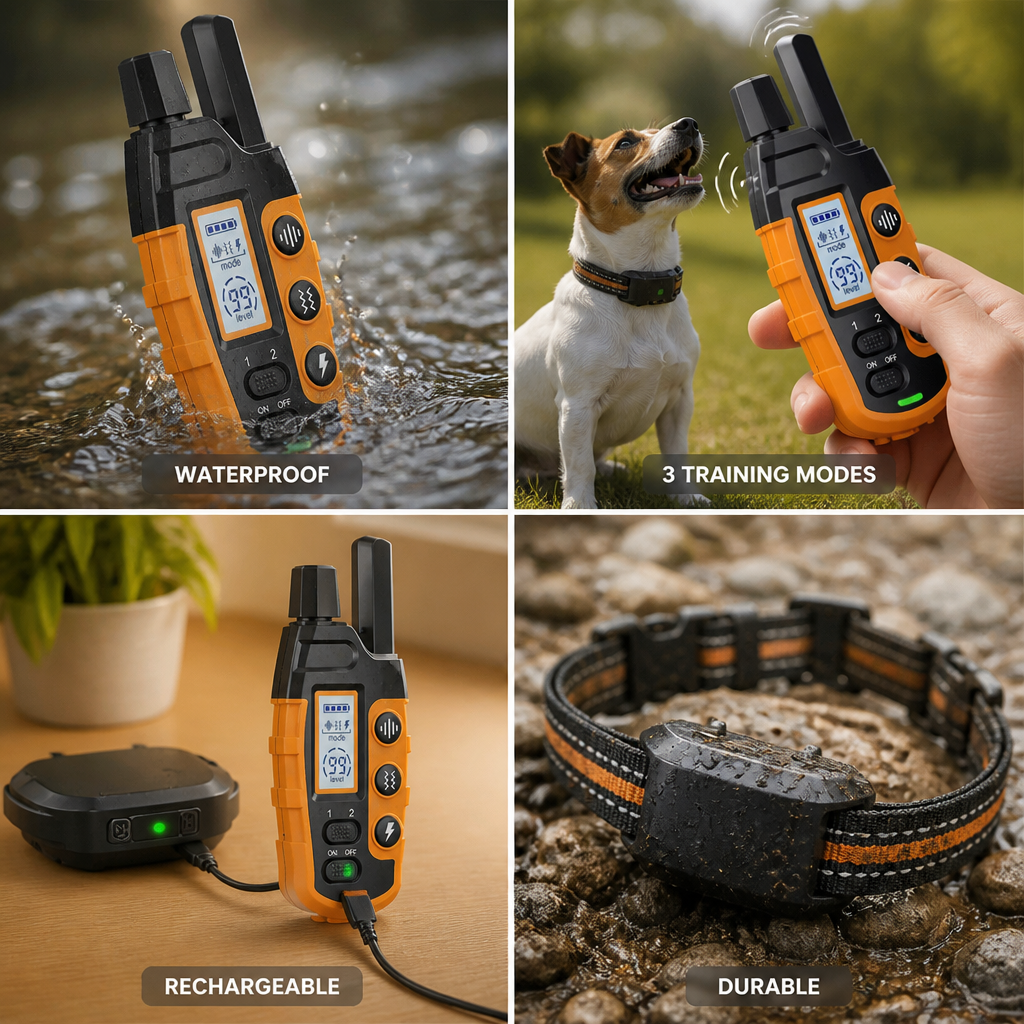 Rechargeable Waterproof 3-Mode Dog Training Collar (Remote Included)