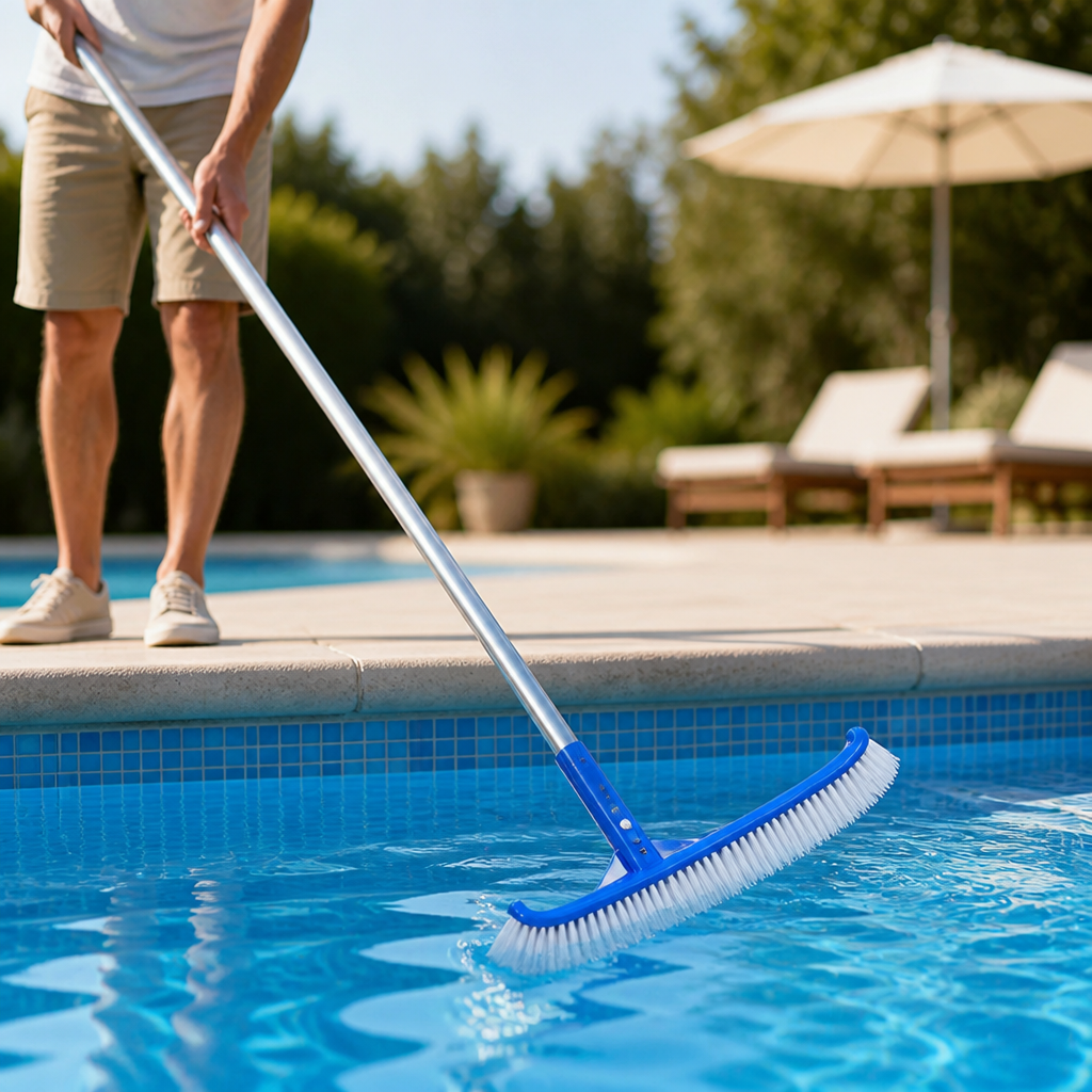 45° Angled Curved-End Nylon Pool Brush Head (Quick-Connect, 17in)