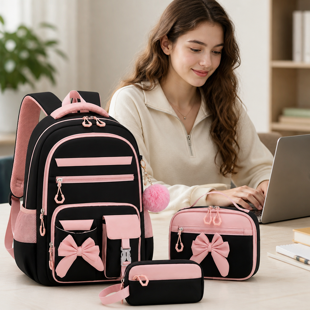 Lightweight Large-Capacity Multi-Pocket Backpack & Handbag Set (Fits 15.6-Inch Laptop)