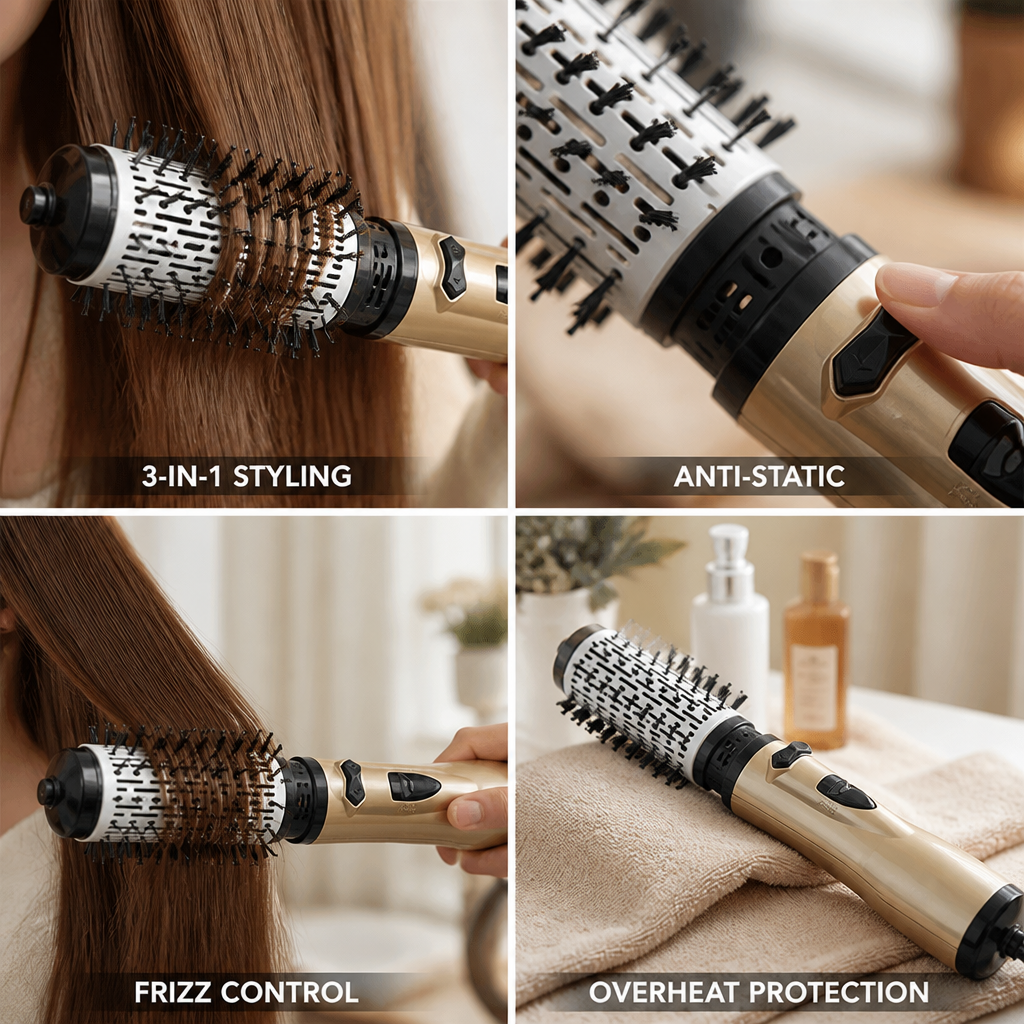 Anti-Static 3-in-1 Rotating Hot Air Brush