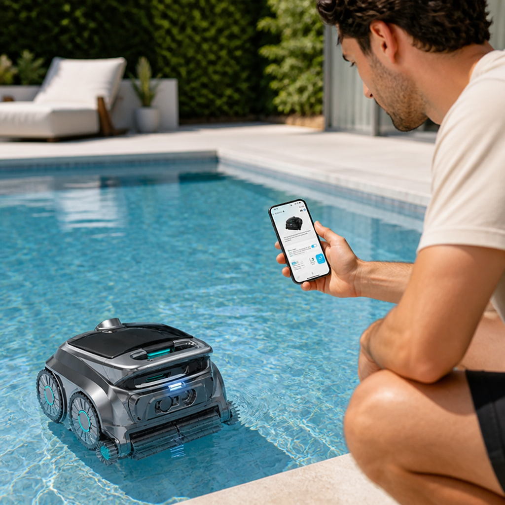 Cordless Six-Roller Edge-Cleaning Robotic Pool Vacuum (125-Min Runtime)