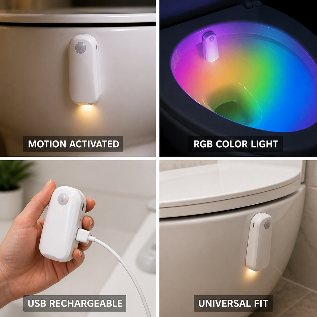 Motion-Activated RGB USB-Rechargeable Toilet Bowl Night Light