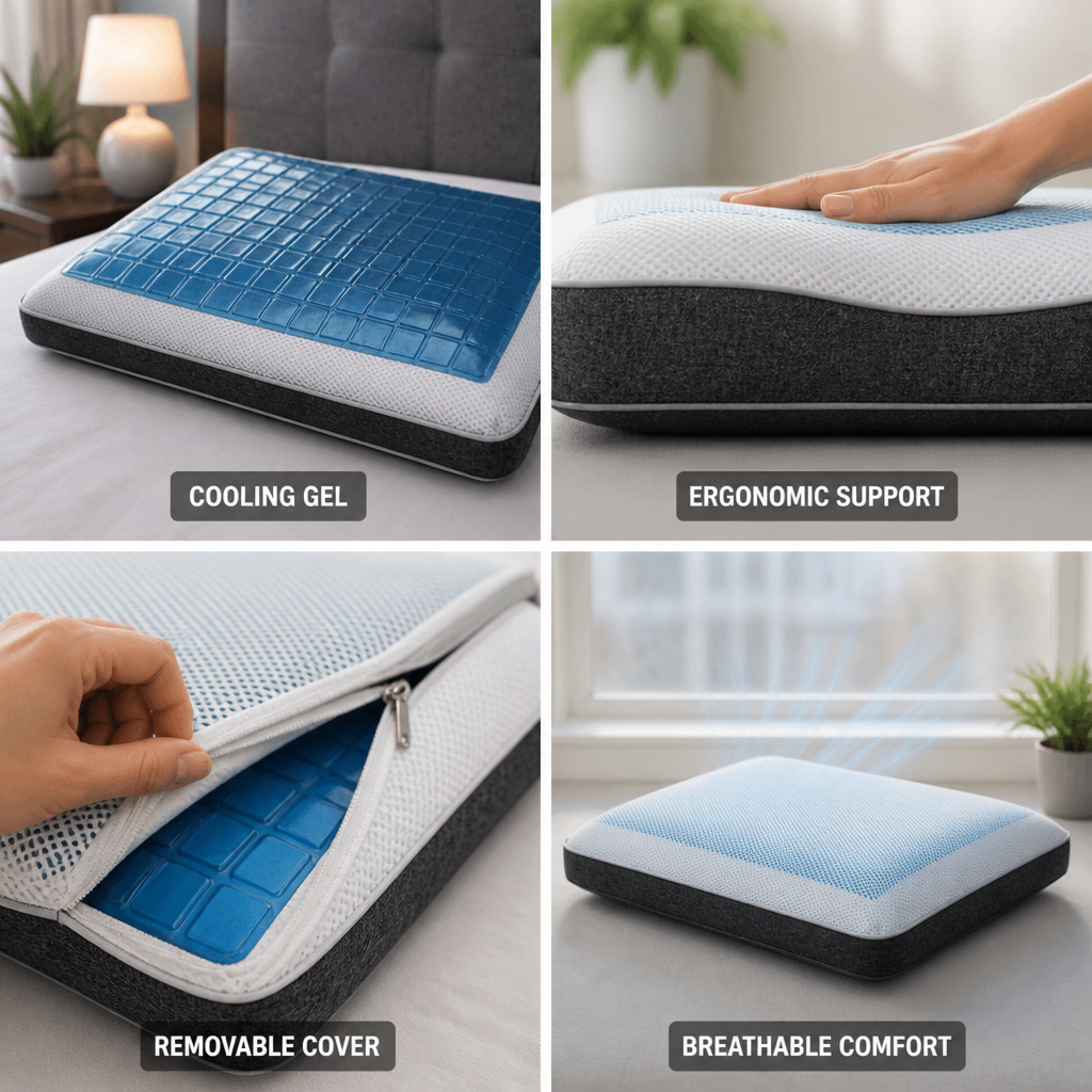 Ergonomic Gel Cooling Contoured Pillow