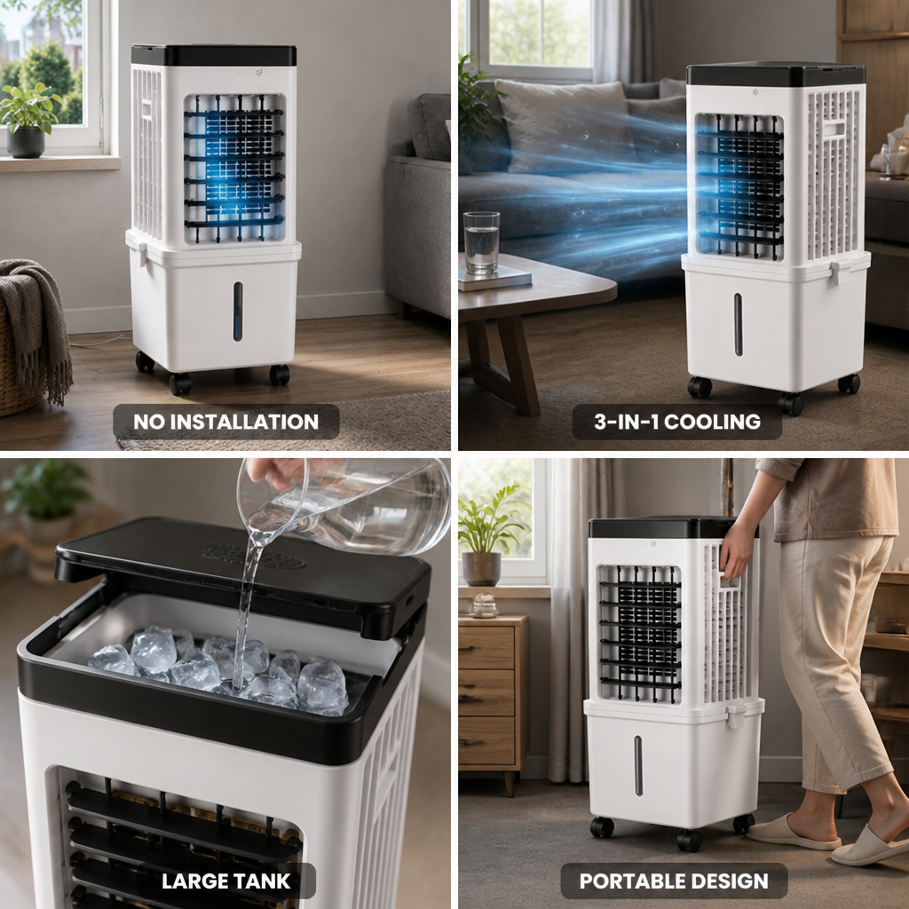 Ventless 3-in-1 Portable Air Cooler (Large Tank)