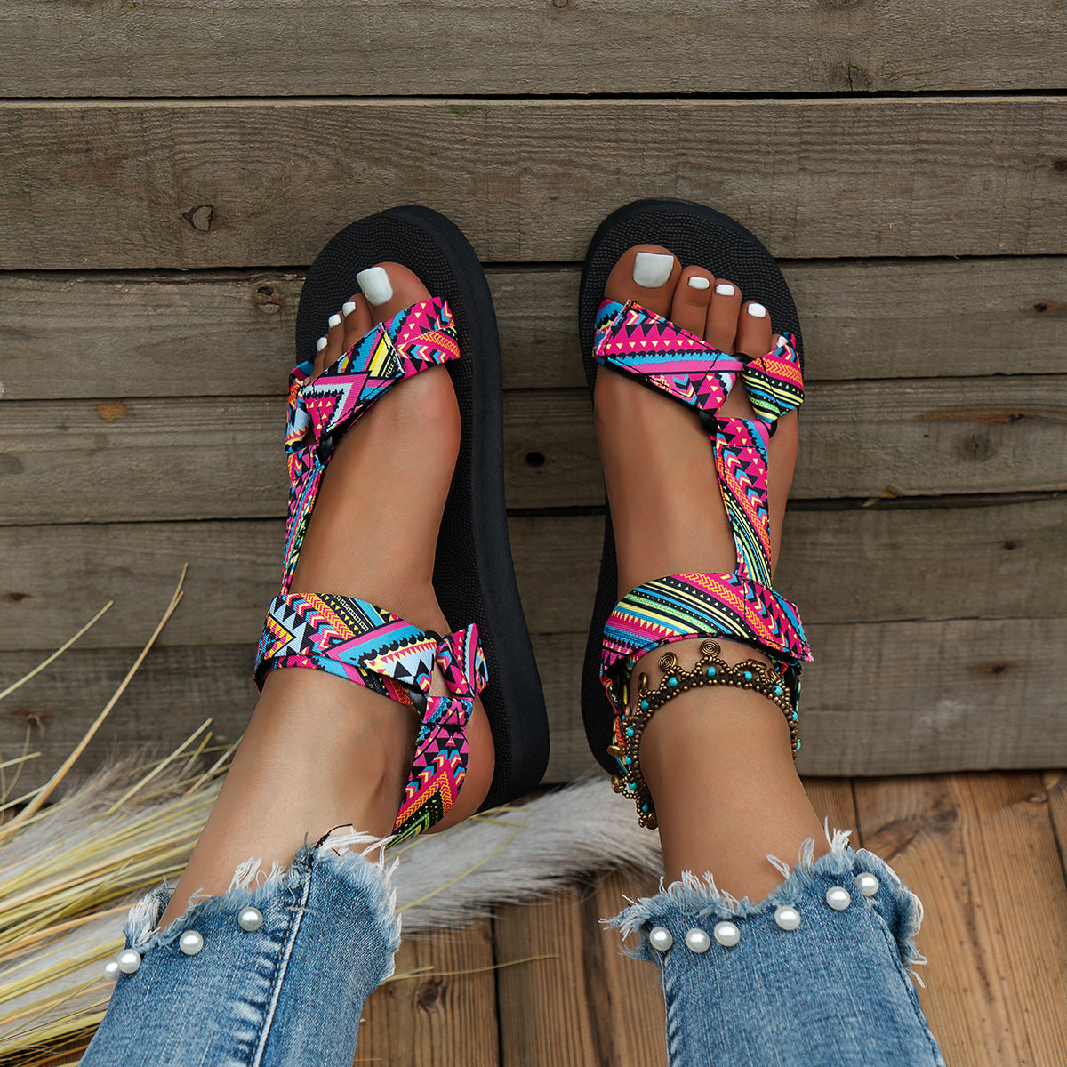 Ethnic Patterned Sandals for Women