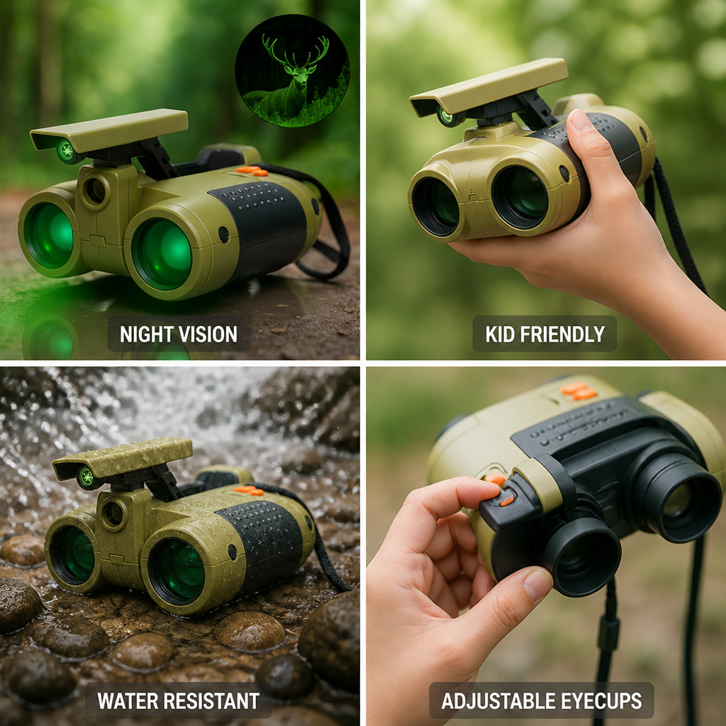 Night Vision 4x Kids Binoculars (Adjustable Eyecups)