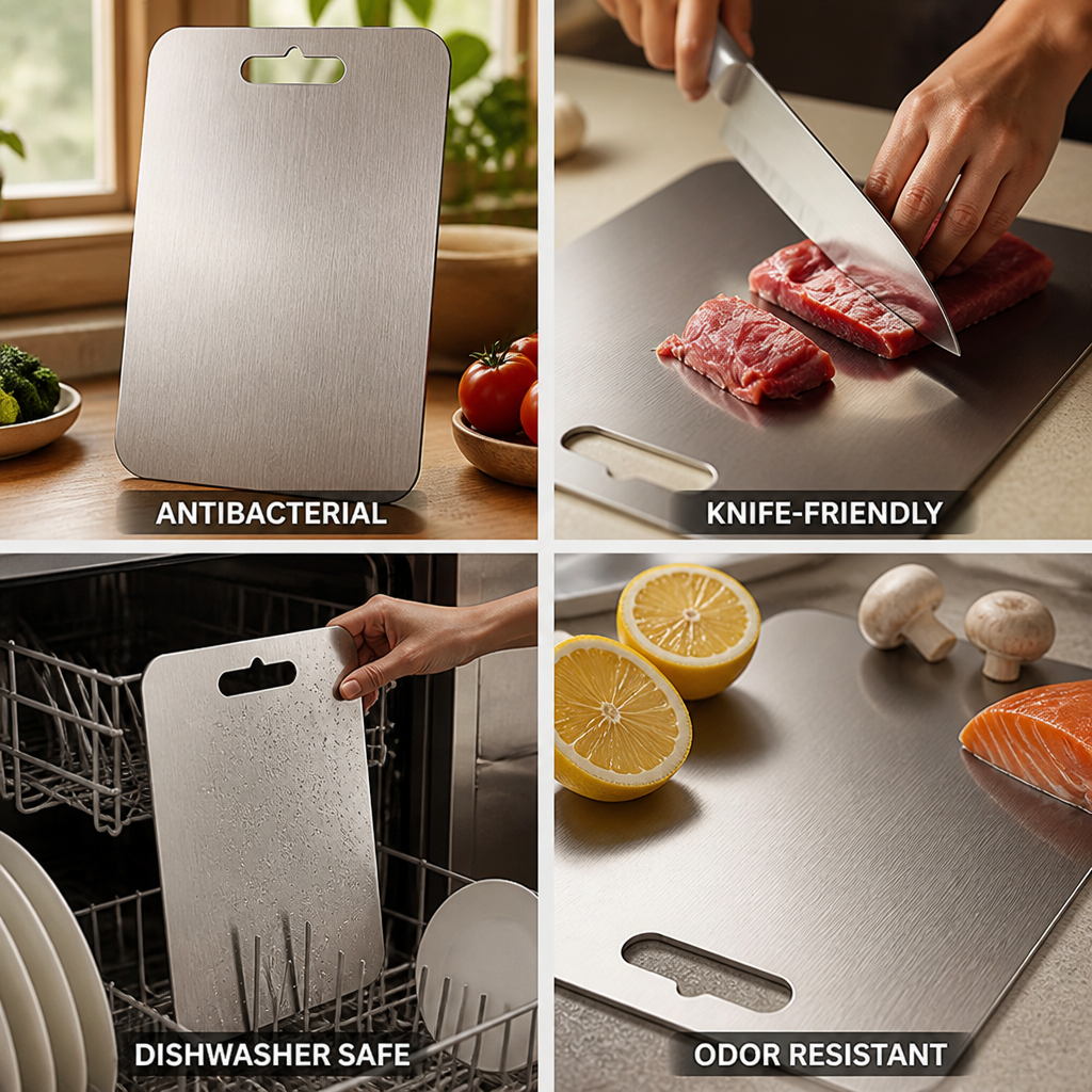 Medical-Grade Titanium Antibacterial & Knife-Friendly Cutting Board