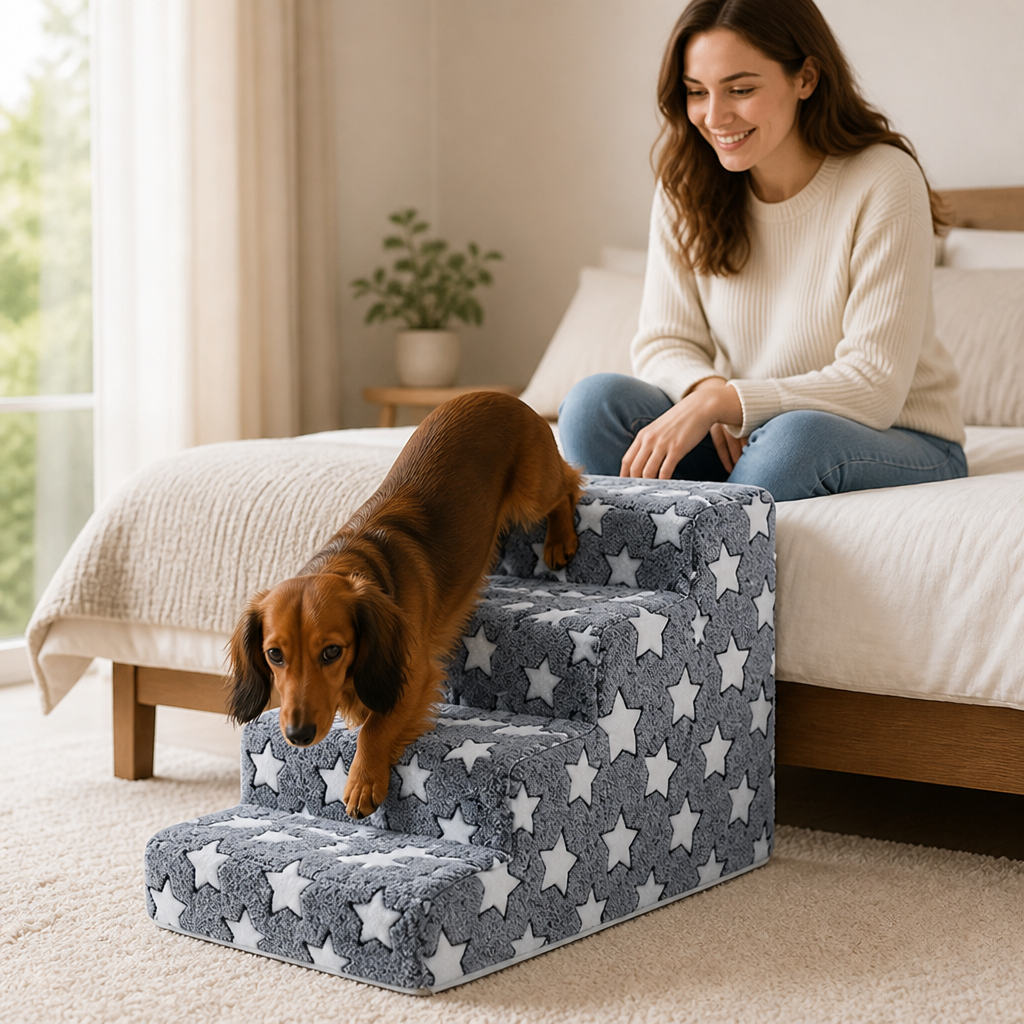 Plush-Covered Non-Slip Pet Steps (2–4 Steps)