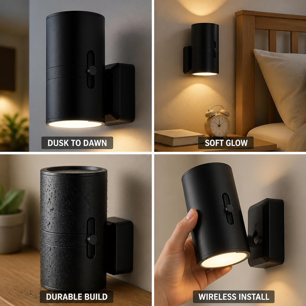 Battery-Operated Dusk-To-Dawn Soft LED Wall Lamp