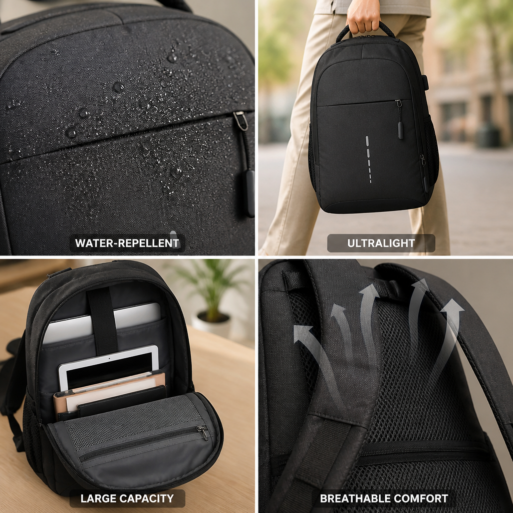 Water-Repellent Oxford Ultralight Laptop Backpack (Fits 15.6-Inch)