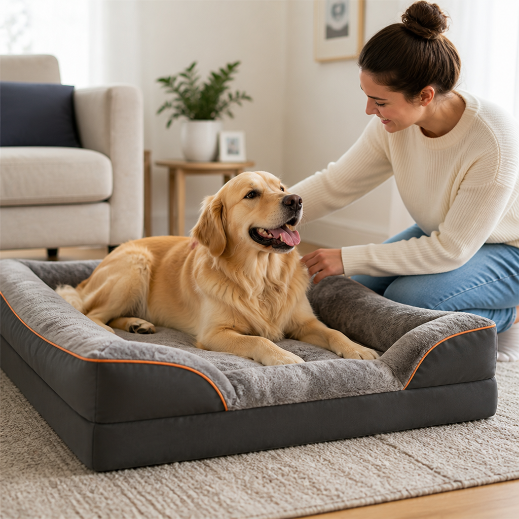 Orthopedic Egg Crate Foam Dog Bed (Removable Washable Cover)